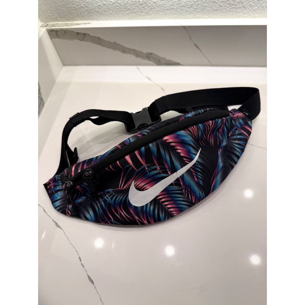 Nike Heritage Hip Pack Tropical Palm Print Waist Bag‎ Fanny Pack Black Pink Blue